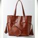 Anthropologie Bags | Anthropologie Tassels Croc Effect Tote | Color: Brown/Gold | Size: Os