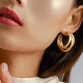 Anthropologie Jewelry | Anthropologie Lauryn Gold Plated Chunky Three Layer Triple Hoop Earrings | Color: Gold | Size: Os