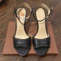 Coach Shoes | Coach Black Java Semi Matte Calf Gunmetal Studded Shoe Heels- Size 11 | Color: Black | Size: 11