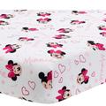 Disney Bedding | Disney Baby Minnie Mouse Love White/Pink Heart Fitted Crib Sheet | Color: Pink/Tan/White | Size: 28” X 52”