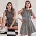 Anthropologie Dresses | Anthropologie Ruffle Mini Dress Cutouts Tiered Pullover Black Maeve Plaid Nwt | Color: Black/White | Size: M