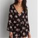 American Eagle Outfitters Pants & Jumpsuits | Final Sale American Eagle - Black Floral Bell Sleeve Romper | Color: Black/Pink | Size: S