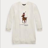 Polo By Ralph Lauren Tops | Ivory White Polo Bear On Horse Cotton Fleece Sweatshirt Tunic Dress | Color: Cream/White | Size: S