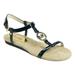 Michael Kors Shoes | Michael Kors Hope Sandal Espadrille Sandal Black Patent Leather Sleeve Size: 9.5 | Color: Black/Gold | Size: 9.5