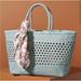 Anthropologie Bags | Anthropologie Shira Woven Tote Leather Mint India Coastal Tropical Boho | Color: Blue/Green | Size: Os