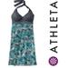 Athleta Dresses | Athleta Printed Pack Halter Dress Green Gray Size 2 #553308 W/ Pocket | Color: Blue/Gray | Size: 2