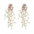 Anthropologie Jewelry | Anthropologie Gold Plated Embellished Pearl Crystal Wire Wrapped Drop Ea | Color: Gold/White | Size: Os