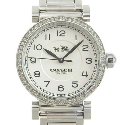 Coach Accessories | Coach Madison Women's Watch Bezel Rhinestone White Dial Ca72 7 14 1084s | Color: Silver | Size: Os