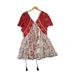 Free People Dresses | Free People V-Neck Mini Dress Boho Tattered Red Cream Floral Print, Size Xs | Color: Cream/Red | Size: Xs