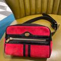 Gucci Bags | Brand New Gucci Ophidia Red Suede Web Accent Cross-Body Black Leather | Color: Black/Red | Size: Height 6” Length 8” Depth 2 1/2 “ Belt Size 40”