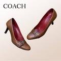 Coach Shoes | Coach “Mandel” Tan Leather Heels Pumps Silver Buckle Closed Toe Women’s Size 9 | Color: Brown/Tan | Size: 9