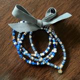 J. Crew Jewelry | J Crew Blue White Gold Beaded Stretch Bracelet Set | Color: Blue/White | Size: Os
