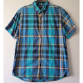 American Eagle Outfitters Shirts | American Eagle Mens Shirt Size L Blue Plaid Classic Short Sleeve Button Down Top | Color: Blue | Size: L