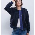 Free People Jackets & Coats | Free People Teddy Bear Aviator Bomber Jacket | Color: Blue | Size: M