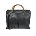 Gucci Bags | Gucci Logo Bamboo 2way Shoulder Hand Bag Leather Black Gold Italy 01da076 | Color: Black | Size: W 15 X H 11 X D 5.9 " (Approx.)