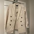 J. Crew Jackets & Coats | Jcrew Cream Cotton Double Breasted Women’s Blazer, Size 0 | Color: Cream | Size: 0