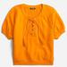 J. Crew Tops | J.Crew University Terry Short-Sleeve Lace-Up Shirt Size Small Nwt | Color: Orange | Size: S