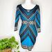 Anthropologie Dresses | Anthropologie Flying Tomato A Blue Black Aztec Print Bodycon Dress L0329 | Color: Black/Blue | Size: S