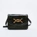 Zara Bags | Buckle Detail Animal Print Crossbody Bag | Color: Black | Size: Os