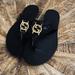 Gucci Shoes | Gucci Black Double G Interlocking Microguccissima Leather Thong Sandal Sz 7/37.5 | Color: Black/Gold | Size: 7