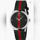 Gucci Accessories | G-Timeless Leather Strap Watch, 38mm Gucci | Color: Black/Silver | Size: Os