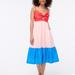 J. Crew Dresses | J. Crew Colorblock Tie Front Cutout Midi Dress Tiered Sleeveless | Color: Blue/Pink | Size: 8