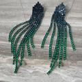 Anthropologie Jewelry | New~ Anthropologie Blue Green Ombre Crystal Fringe Earrings | Color: Blue/Green | Size: Os