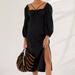 Anthropologie Dresses | Anthropologie Maeve Low-Back Midi Dress Black Floral Print 10 Petite 10p | Color: Black | Size: 10p