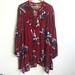 Free People Dresses | Free People Tree Swing Tunic Dress Red Maroon Floral Size M Medium | Color: Red | Size: M