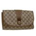 Gucci Bags | Gucci Gg Canvas Web Sherry Line Clutch Bag Pvc Leather Beige Green Auth 43092 | Color: Tan | Size: Os