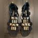 Michael Kors Shoes | Michael Kors Suede Black And Gold Zipper-Back Sandal, Size 37 Eu / 6.5 Us | Color: Black/Gold | Size: 37eu