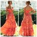 Anthropologie Dresses | Abel The Label Flower Power Pink/Orange/Lav Off Shoulder Ruffle Tiered Maxidress | Color: Orange/Pink | Size: L