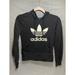 Adidas Tops | Adidas Sweater Womens Extra Small Black White Tri-Foil Spell Out Hoodie Ladies | Color: Black | Size: Xs