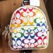 Coach Bags | Coach Mini Court Backpack In Rainbow Signature Canvas | Color: Pink/White | Size: Os