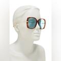 Gucci Accessories | Gucci Oversized Square Tortoise Shell Blue/Green Lens 57mm Sunglasses | Color: Brown/Green | Size: Os