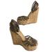 Gucci Shoes | Gucci Metallic Bronze Calfskin Studded Platform Wedge Sandal 36.5 | Color: Brown | Size: Us 6.5 / It 36.5