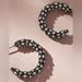 Anthropologie Jewelry | Anthropologie Black Rhinestone Silver Earring "Small Crystal Tube Hoop" $38 New | Color: Black/Silver | Size: Os
