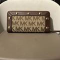 Michael Kors Bags | Michael Kors-Nwot/Nice Brown Leather & Cloth Mono Emblem ‘Mk’ Wallet | Color: Brown/Tan | Size: Approx 8&1/4 In Long