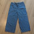 American Eagle Outfitters Jeans | American Eagle Wide Leg Drawstring Striped Denim Lightweight Jeans, Size 8 R | Color: Blue/White | Size: 8