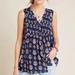 Anthropologie Tops | Anthropologie Maeve Bailee Pleated Navy Sleeveless Boho Tank Top Size Small | Color: Blue/Orange | Size: S