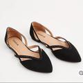 Torrid Shoes | Black Faux Suede Rhinestone Pointed Toe Flat (Ww) | Color: Black/Red | Size: 8