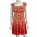 Free People Dresses | Free People Red Strawberry Combo Floral Print Dress, Nwt | Color: Orange/Red | Size: L