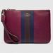 Coach Bags | Coach Jes Gallery Pouch Varsity Stripe Dark Berry Multi Nwt | Color: Red | Size: Os