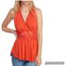 Free People Tops | Free People Megan Orange Peplum Lace Crochet Sleeveless Boho V-Neck Top | Color: Orange | Size: Xs