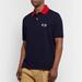 Gucci Shirts | Gucci Gg Logo Embroidered Contrasting Colors Short Sleeve Polo Shirt Navy Blue M | Color: Blue/Red/Tan | Size: M