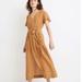 Madewell Dresses | Linen-Blend Dolman-Sleeve Tie-Waist Midi Dress Like New | Color: Orange/Tan | Size: 6