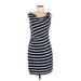 Ann Taylor LOFT Casual Dress - Sheath Scoop Neck Sleeveless: Blue Stripes Dresses - Women's Size Medium