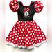 Disney Dresses | Girls Minnie Mouse Dress, Vintage Disney Parks Classic Polka Dot, Size L | Color: Black/Red | Size: Lg