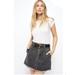 Free People Skirts | Free People Sanded Black Jean Fringed Mini Skirt | Color: Black/Gray | Size: 31