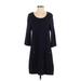 H&M Casual Dress - Shift Scoop Neck 3/4 sleeves: Blue Print Dresses - Women's Size Medium